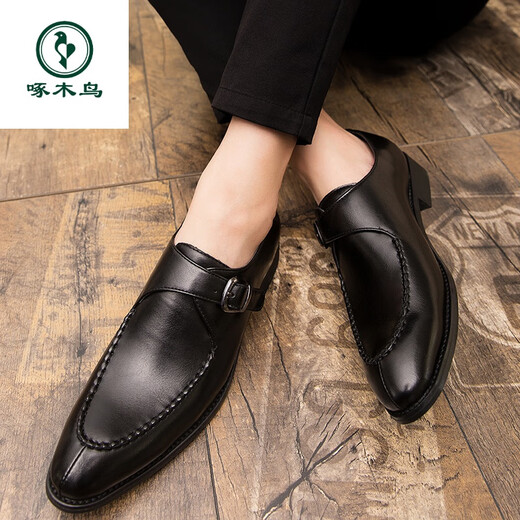 
Woodpecker business men's shoes formal wear 2025 summer and autumn new style British pointed toe casual hairstylist nightclub retro trendy leather shoes 3883 brown 38