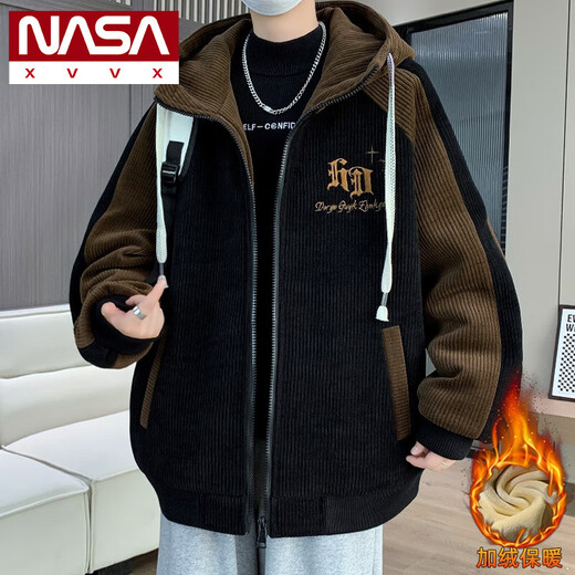 NASA XVVX Adolescent Plus Velles en velours en velours en velours en velours pour garçons en automne et veste en coton d'hiver pour une veste de coton chaude pour les élèves juniors et seniors veste 6625 beige gris blanc xl adapté à 115-130jin [Jin est égal à 0,5 kg]