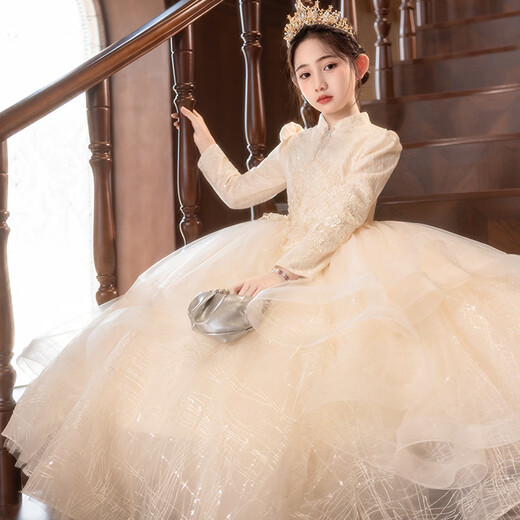 Disney (Disney) Flower Girl Wedding Petite fille Belle fille robe fille haut de gamme Piano jouant luxe léger 10e anniversaire Puff Princess Robe Champagne Couleur <Muse Mots - Support de groupe> + Identique à 140 cm