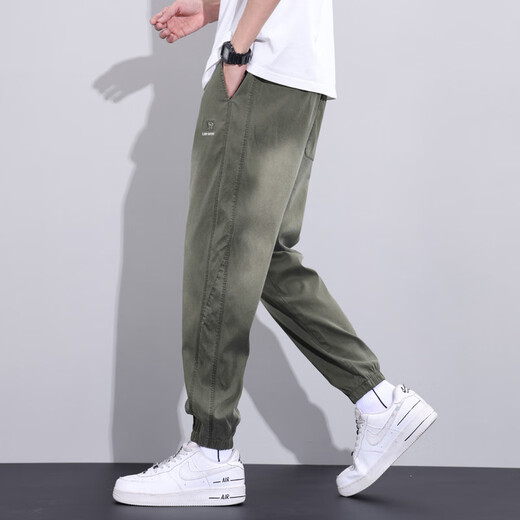 NASA BASE jeans hommes 2025 nouvel été mince ample tendance été neuf points sarouel en soie glacée vêtements de travail moderne gris XL recommandé 125-150Jin Jin équivaut à 0,5 kg