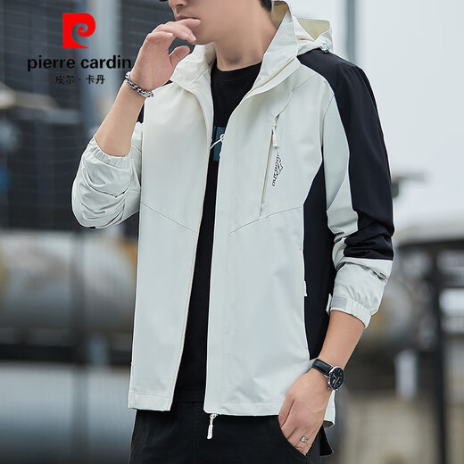
Pier Cardin four season men's charge jacket thin casual sports fitness jacket hooded style. Clothes young middle-aged outdoor 6629 dark gray XL