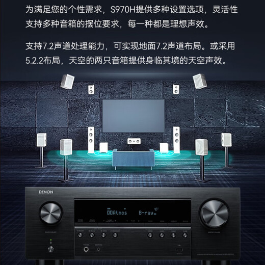 天龙（DENON）【国家补贴】AVR-S970H 音响功放机音箱5.1/7.1家庭影院家用AV大功率全景声功率放大器DSD发烧音乐
