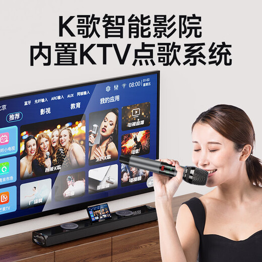 SANSUI Home Echo Wall TV Speaker Home Theater KTV Set Living Room Three-dimensional Surround Wireless Bluetooth Speaker Karaoke Speaker K Song with Subwoofer 93H