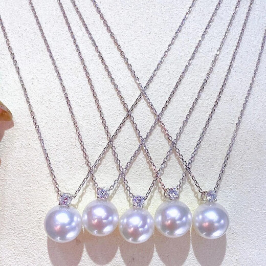 Yage 925 silver Princess Australian white pearl pendant for women with diamonds Princess Diana pearl clavicle chain pendant French light luxury fashion 12mm cold light Australian white temperament goddess