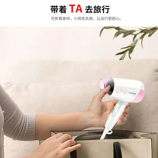 Philips (PHILIPS) hair dryer, low-power mini hair dryer for students, foldable, home dormitory, no harm to hair, hot and cold air dryer, portable 2-speed adjustment 1200W, portable and foldable HP8120