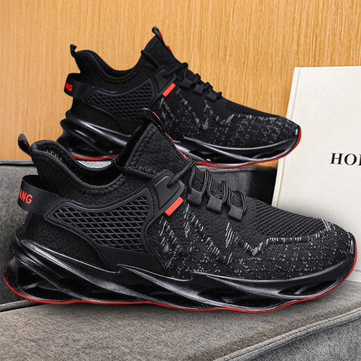2025 Nouvelles chaussures décontractées Chaussures minces respirantes pour hommes Chaussures en maille à la mode masculines Chaussures de sport chaussures de lame chaussures noir et bleu 41