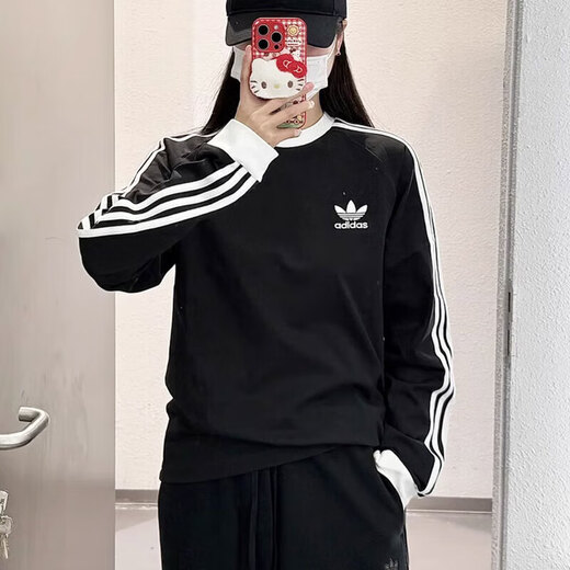 
Adidas Clover Cotton Long Sleeve T-shirt Men and Women's Same Model 25 Spring and Summer Round Neck Loose Breathable Sportswear Student Top IA4877 XS