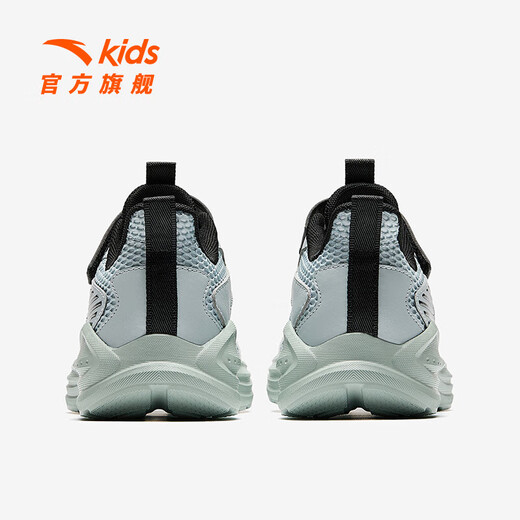 安踏儿童运动鞋男大童鞋2025春夏新品网面透气魔术贴校园学生临风跑鞋 【男透网】云灰色/黑5566-3 33