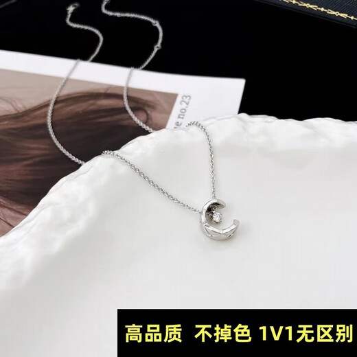 Fujiu rhombus rose gold necklace 925 silver plated 18K gold pendant simple temperament light luxury ins niche high-end style silver