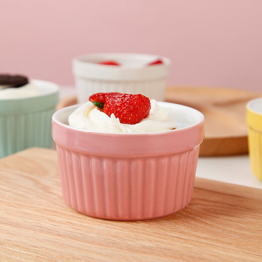 Just life Frey ceramic baking bowl 4 pieces air fryer round baking cup cake cup ice cream bowl pudding cup steamed egg bowl and plate