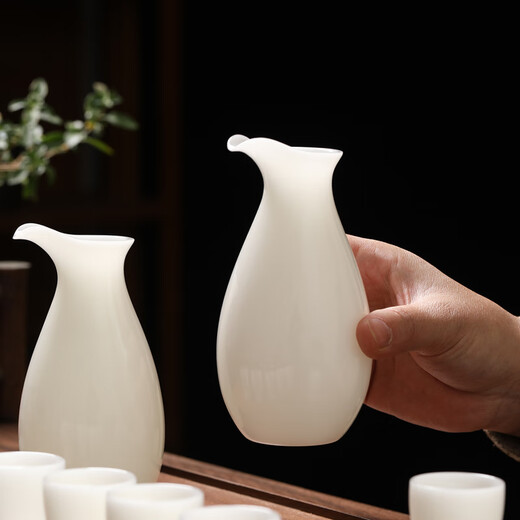 Su's Ceramics Ice Jade Porcelain Wine Set Ceramic White Wine Cups 2 Pots 6 Cups High-end Gift for Friends