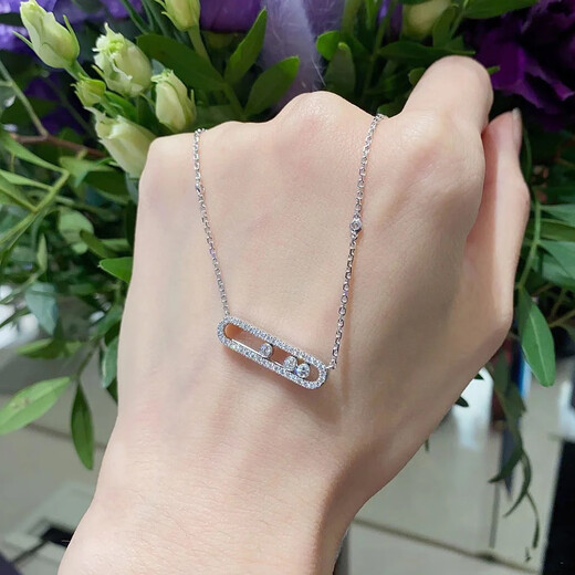 Chihuan Messika Necklace Women's Three Diamond Sliding 18K Gold Plated Gong Jun Star's Same Style Clavicle Chain Couples Light Luxury Gifts Clean Platinum