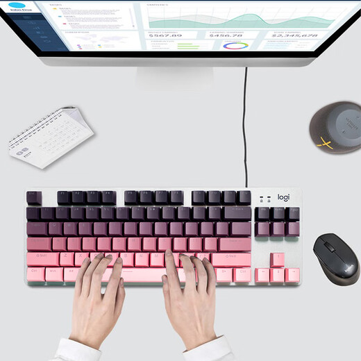 Logitech K835 Teclado mecánico Teclado de juego con cable Axis TTC 84 Teclado de la oficina Bloque de color Teclado Logitech K835 Red Axis - Día y noche Capa de teclado rosa