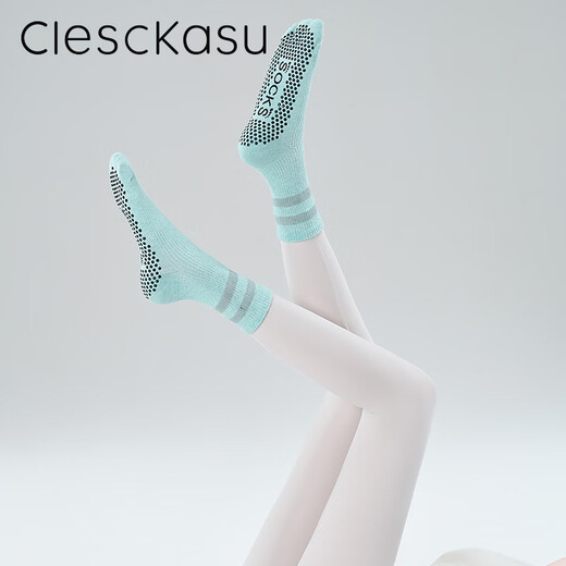 ClescKasu2024 autumn and winter yoga socks for women indoor fitness running non-slip socks mid-tube outer wear Pilates socks romantic purple one size