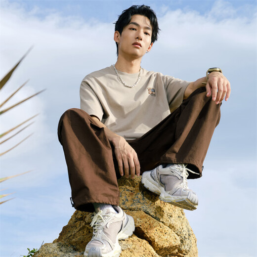 Mark Huafei [Xianglong Stickerei] 7A Antibakterielles Kurzarm T-Shirt Herren 25 Frühlings- und Sommer-Rundkragen Cool Cool Basic All-Match Lose T-Shirt 701 Khaki S (High 155-165 Gewicht 55-60)