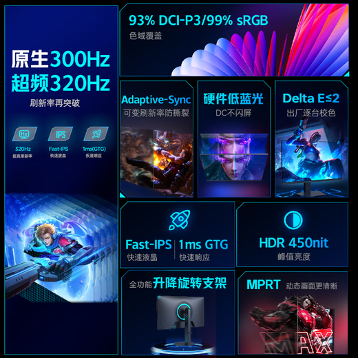 Thor Black Warrior 24.5 inch 320Hz overclocking FastIPS hardware low blue light HDR450nit lifting and rotating non-240 computer e-sports FHD display CF25F300L