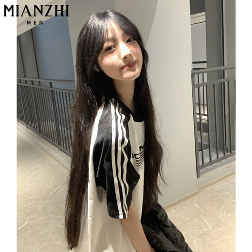 棉致三条杠重磅纯棉圆领短袖T恤女夏季宽松休闲五分袖半袖薄款上衣 白色【U692高品质24.5】 2XL 130-140斤