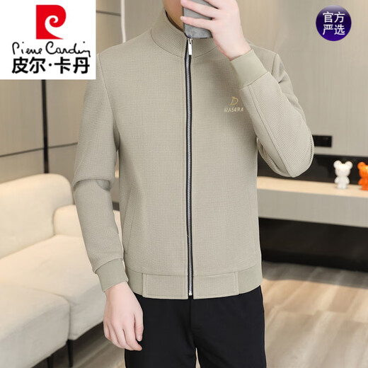
Pier Cardin Spring Standing Collar Jacket Men's 2024 Spring and Autumn Korean Style Casual Jacket Sweater Sexy Men's All-match Clothes Khaki 695 XL About 120-135Jin [Jin equals 0.5 kg]