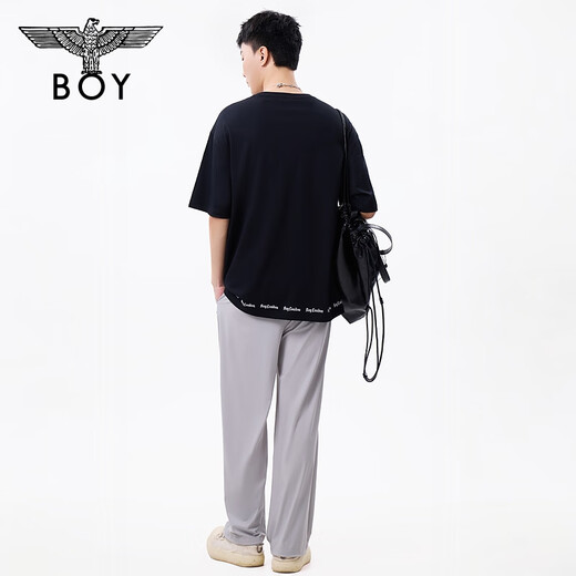 BOY LONDON【夜光logo】春夏情侣款字母夜光印花潮牌休闲短袖T恤N01908 黑色 L （码数偏大，建议选小1码）