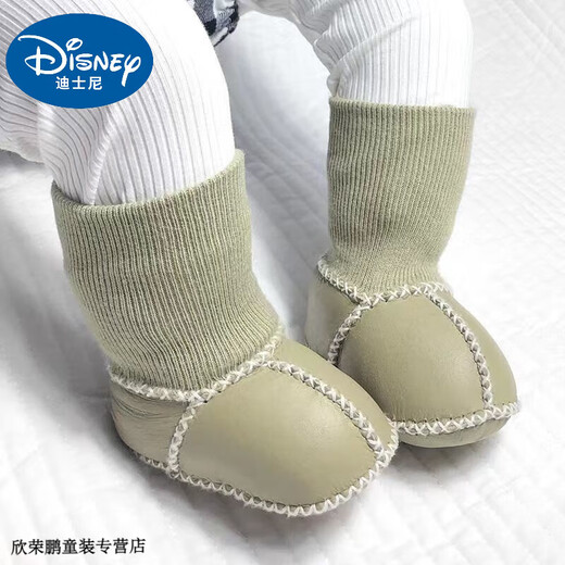 Disney Baby Sheepellin-in-One-Babyschuhe und Socken halten im Herbst- und Winterbaby-Baumwollschuhe weiche Sohlen und fallen nicht von Kleinkindschuhen 0-6-12 Elfenbein weiße Lambskin 1 Paar Eingröße innere Länge 11 cm (0-6 Monate) verdickt.