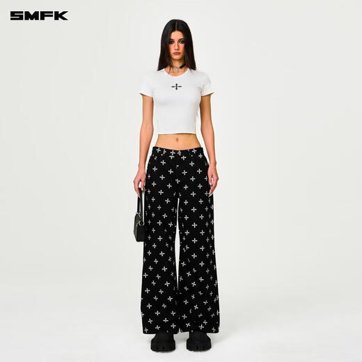 
SMFK cross classic wide-leg jeans retro loose casual and versatile Xu Jingyun same style PD005BJ/BG/LG/CW Black Garden S
