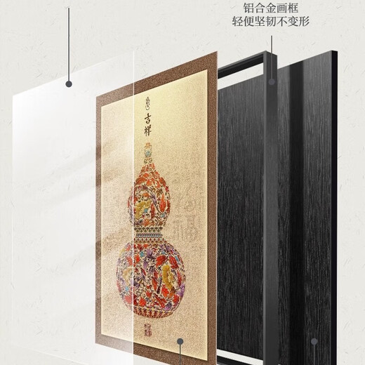 Facing the entrance hall, gourd hanging painting, entrance wall decoration painting, living room sofa, back wall mural, aisle mural, Jixiang Fulu-A 40*60cm cloth film + aluminum alloy frame