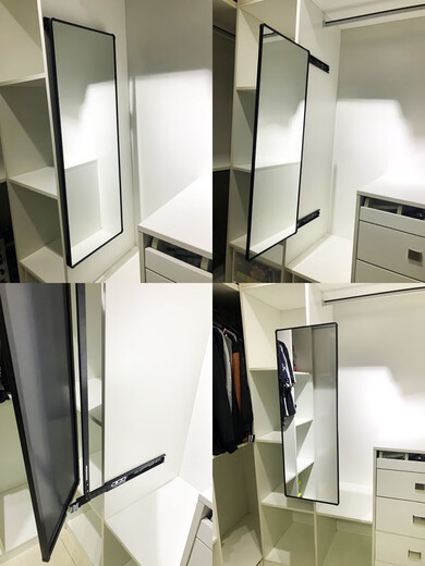 
Customized wardrobe mirror push-pull mirror rotary mirror dressing mirror wardrobe hidden folding telescopic full-length mirror fitting mirror rose gold 12035cm black anti-rust slide rail