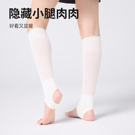 Hotwind spring and autumn new style women's ultra-thin calf socks ballet calf pile socks over the knee stockings 04 white 1 pair one size