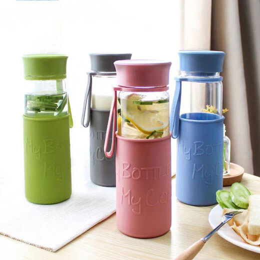 Verrouillage de verrouillage de l'eau tasse créatives hommes et femmes transparents en verre transparent étudiant résistant à la chaleur filtrant portable the tasse llg673 llg679 Blue with packaging poignée 500 ml