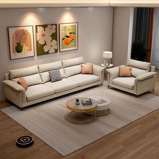 Italian minimalist technology fabric sofa living room small apartment simple modern light luxury straight row double or three person rental room new technology cloth bamboo charcoal sponge style single person 90CM