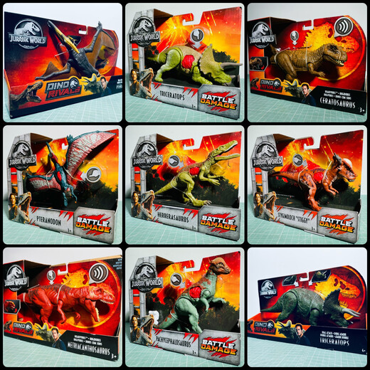 Mattel Spielzeug der ersten Generation Klassiker American-Thailand-Kriegsverlust Velociraptor Jurassic World Toy Collection Soundeffekte mit mittlerem Spindel Pterosaur Tricerado Soundeffekte der ersten Generation nicht toothed Flügel