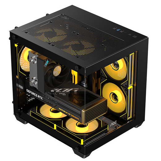 AOC CG381W boîtier de salle avec vue sur la mer matx vue latérale panoramique sans colonne boîtier principal d'ordinateur ITX jeu de bureau bricolage de grande valeur e-sports boîtier principal blanc refroidi à l'eau petit CG381B noir M-ATX vue latérale panoramique double face