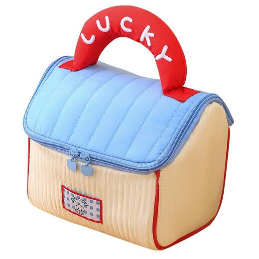 Jialifang Cute House Makeup Bag Women's Large Capacity 2025 New Portable Travel Portable Storage Bag Blue 1
