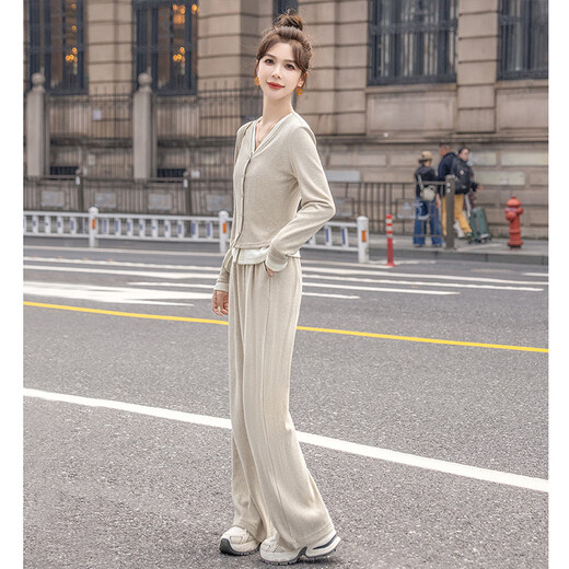 Sibaiser Fashion Sports-Set für Frauen 2025 Herbst Neues Zweiköpfe mit langem Hose zweiteiliger Set mit Long Hosen