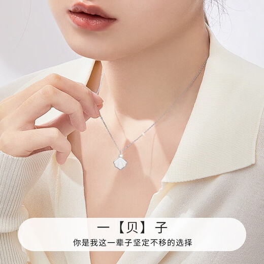 Farcoko PT950 platinum necklace for women, lifelong platinum shell clavicle chain, Christmas, Valentine's Day, birthday gift for girlfriend, light luxury model, Yibeizi necklace + exquisite gift box