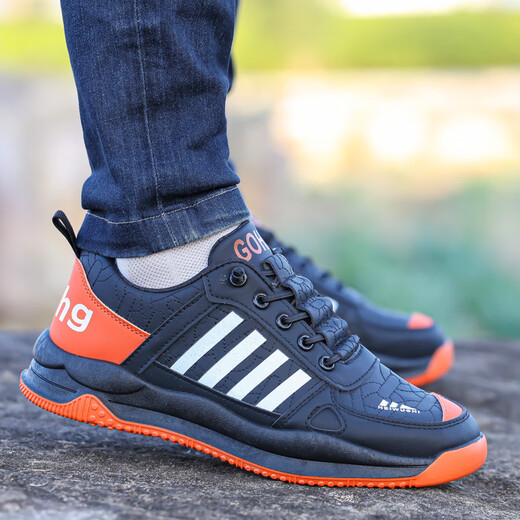 Zapatos para hombres de carpintería de carpintería 2025 Spring New Leather Anti-Odor, zapatos casuales sin deslizamiento, resistentes al desgaste con zapatos deportivos perezosos de carrera de un pie AW898 Sports Sports Standard Black and Green Tamaño 41