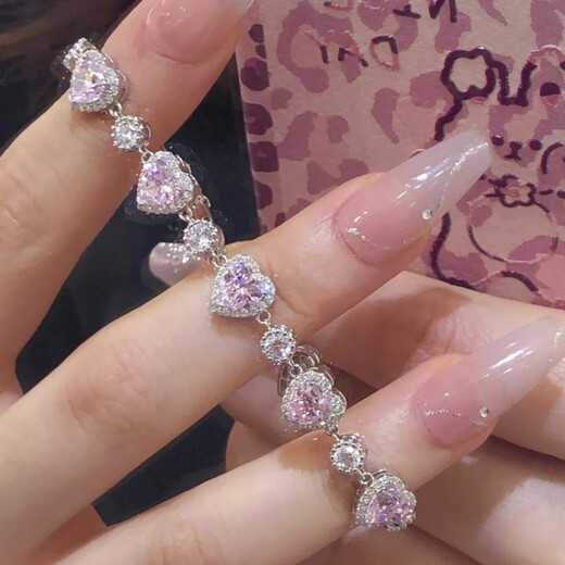 WOUG set with 999 sterling silver bracelet for women 2025 new light luxury niche pure silver bracelet for best friend's hand pink diamond love bracelet silver drawer gift