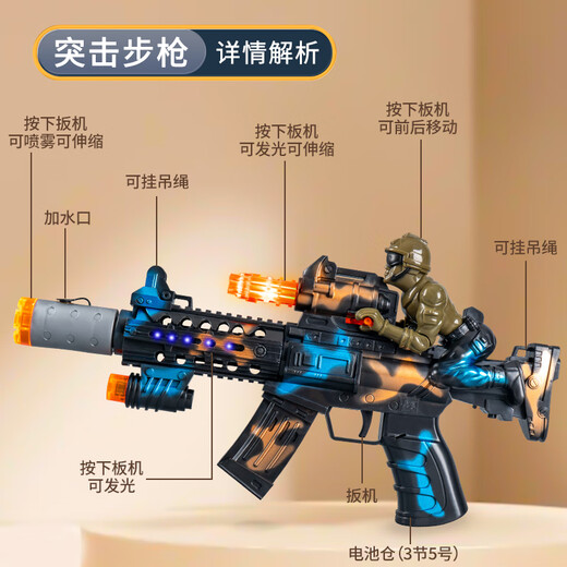 Chisen Spray Electric Toy Gun 2024 New Children's Simulation Submachine Gun with Sound Boy's Birthday Gift [Green] Spray Sound and Light Gun 38863 Section 5