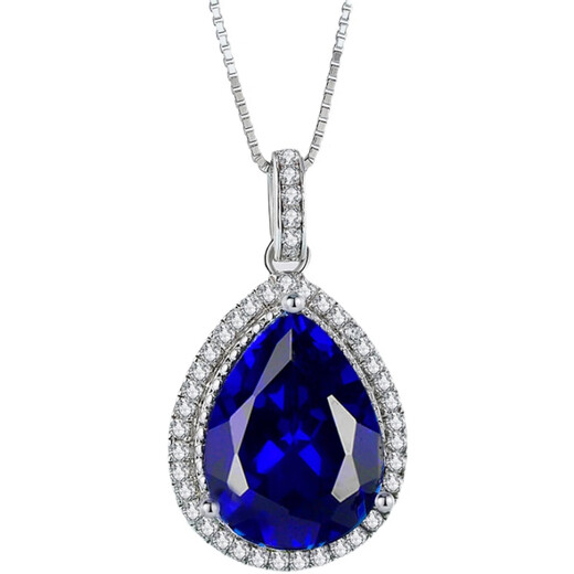 Hunter sapphire pendant 925 sterling silver plated with 18K gold inlaid with tanzanite color baby stone drop-shaped precious gemstone necklace pendant + chain