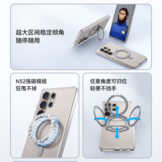 蓝猩先生适用三星S25ultra手机壳 s25ultra保护壳磁吸透明支架防摔耐磨手机保护套