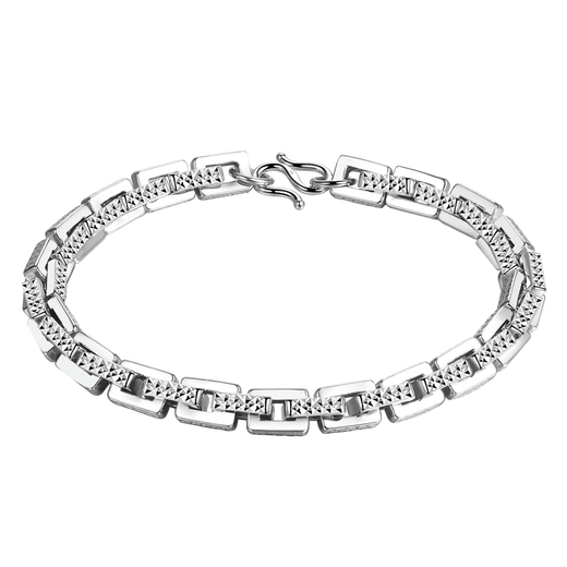 Centenary Baojinxiang platinum square card bracelet for men PT950 platinum domineering thick boss chain car flower plain gold atmospheric three-dimensional bracelet about 23cm about 5mm about 25.78 grams fishhook clasp