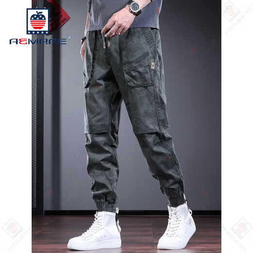 AEMAPE Pantalones casuales Camuflaje de moda Men Summer NUEVO Pantalones de corbata suelta Pantalones de empate