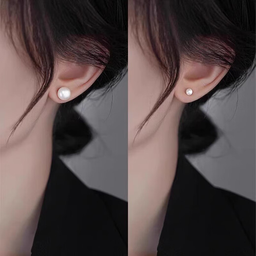 Qi Xiaomi s999 Pure Silver Freshwater Pearl Earrings for Women Screw Buttons to Support Ear Piercings High-end Small Earrings for Spring and Summer Popular Earrings 6mm White Pearl Earrings Pair 999 Pure Silver
