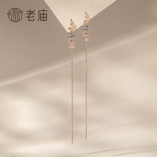 Old temple fire color silver earrings s925 silver inlaid zircon women's ear wire cute cartoon fashion gift for girls on Valentine's Day s925 silver color fish ear wire