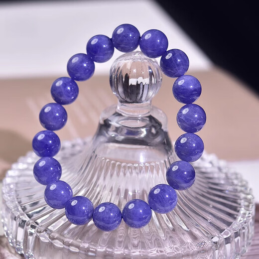 PZI luxury high-end tanzanite bracelet for women and men East China Sea crystal agate jade jade blue gemstone loose bead bracelet collection grade about 9mm