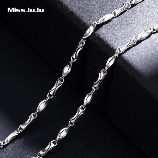 Miss JuJu pt950 platinum necklace men's platinum necklace ingot chain men's and women's clavicle chain with pendant plain chain about 9.9g long 50cm thick about 1.6mm weight more refund less supplement
