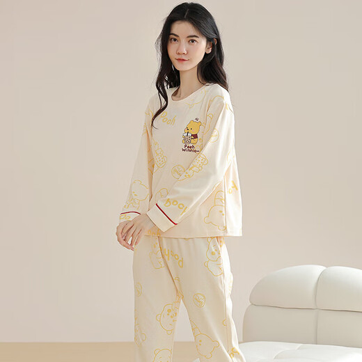 Yalu pijamas femenino puro algodón 2025 nuevo internet pajamas pajamas spring y otoño gran tamaño manga larga juego de ropa para el hogar nswr-01n9901 L [sugerido 100-120Jin [Jin equivale a 0.5 kg]]