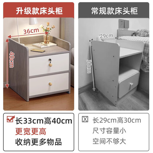 Zhongtao Nachttisch, Schlafzimmer, Massivholzfarbe, modern, schlicht, klein, Nachttisch-Aufbewahrungsregal mit Schloss, einfache Aufbewahrung, Nachttisch, Bild 2 – einzelne Schublade mit Schloss