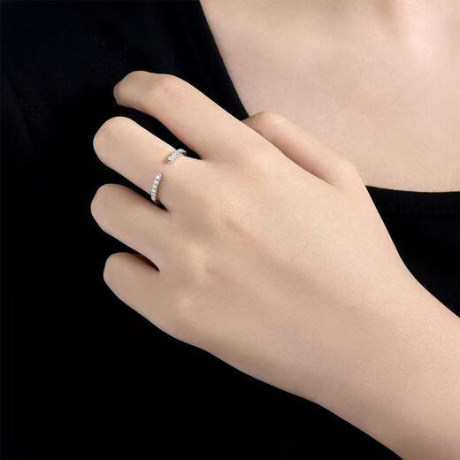 Guanpu Pavilion Fat Donglai quality pt950 platinum moissanite row diamond ring with open stacking diamond ring silver non-fading diamond stacking open row diamond 1 US No. 5 (Hong Kong No. 9 to 13, the opening is adjustable