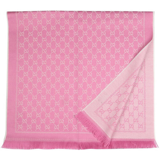 Gucci (Gucci) Bufanda de lana de lana, otoño e invierno caluroso Gal de doble G bufanda larga bufanda, regalo de San Valentín chino, rosa doble lado 411115 3G200 9272